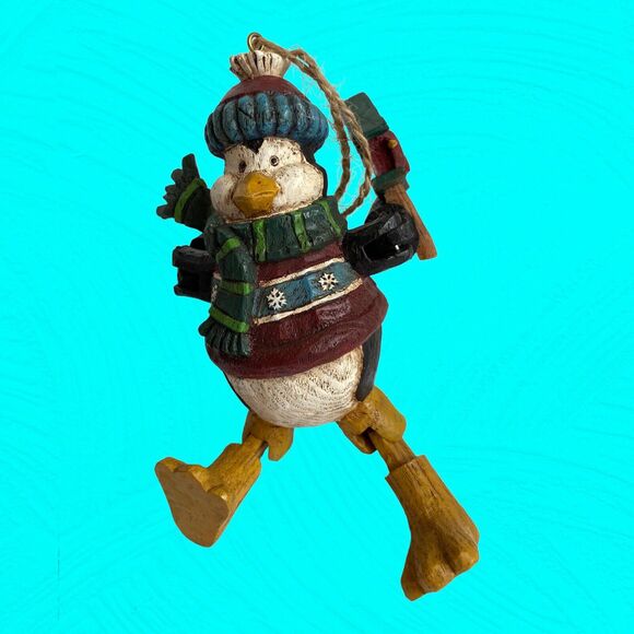 Anthropomorphic Penguin or Duck Christmas Ornament Jointed Arms, Legs Hat - Picture 5 of 6